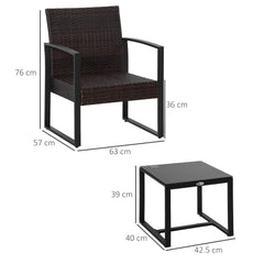 Kozy 3 pcs PE Rattan Wicker Garden Furniture Patio Bistro Set Weave Conservatory Sofa Coffee Table and Chairs Set Beige