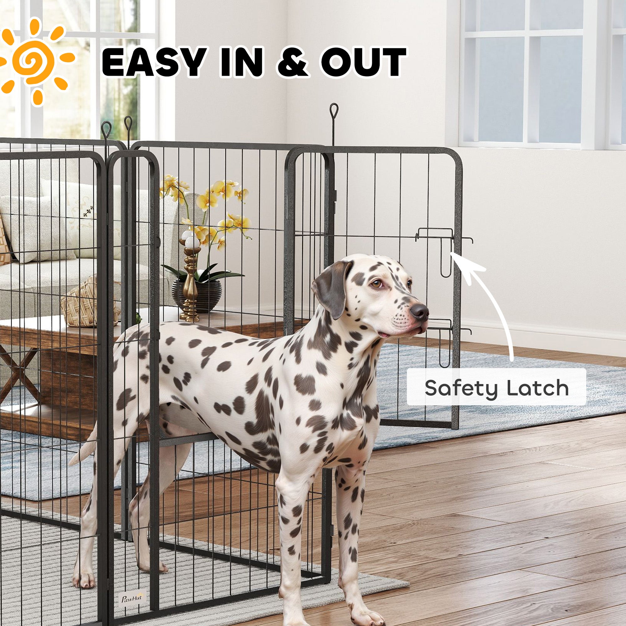 Kozy - 12-Panel Solid Dog Playpen with Doors, for Large Dogs, 100cm Tall, Black