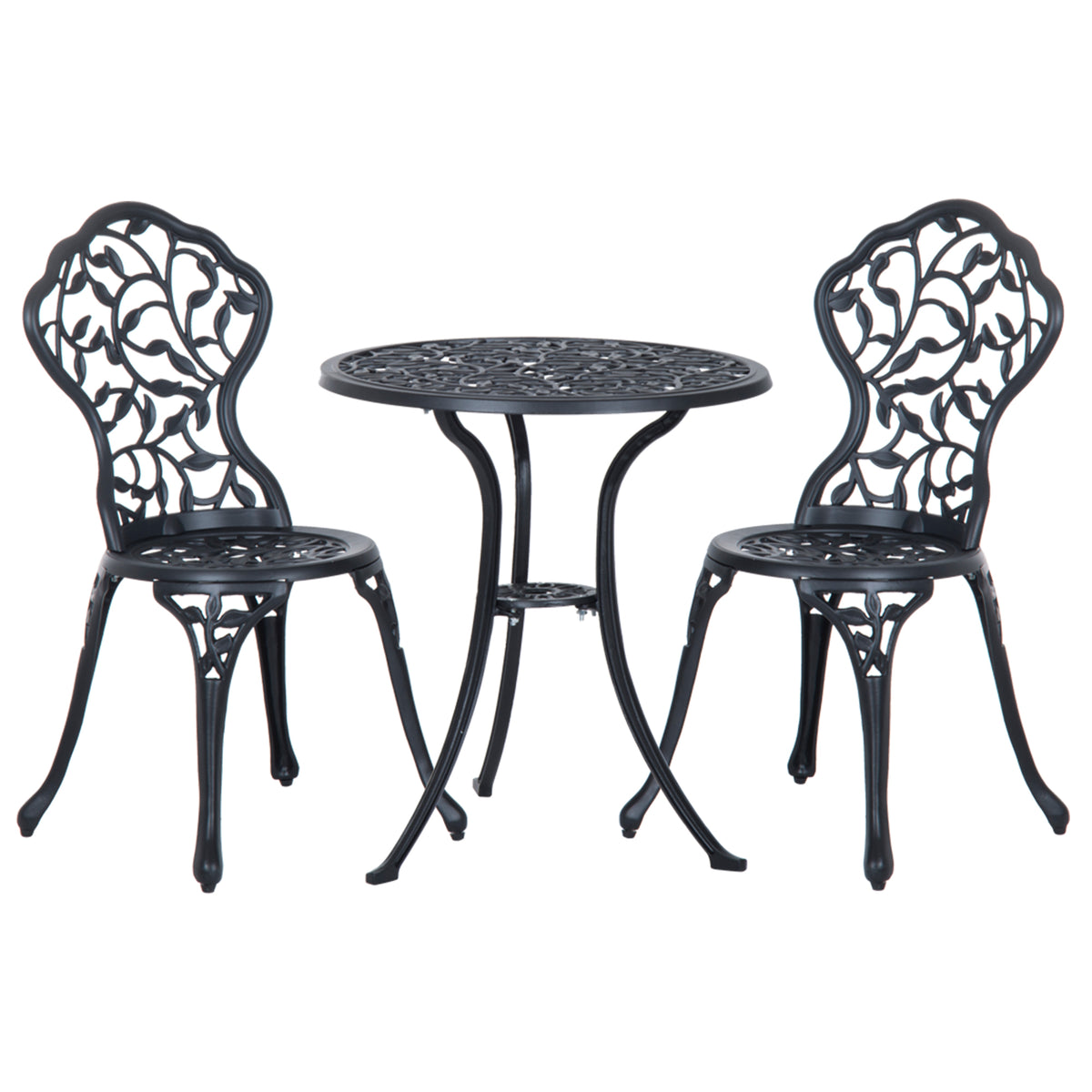 Kozy 3 Pcs Aluminium Bistro Set Garden Furniture Dining Table Chairs Antique Outdoor Seat Patio Seater Black