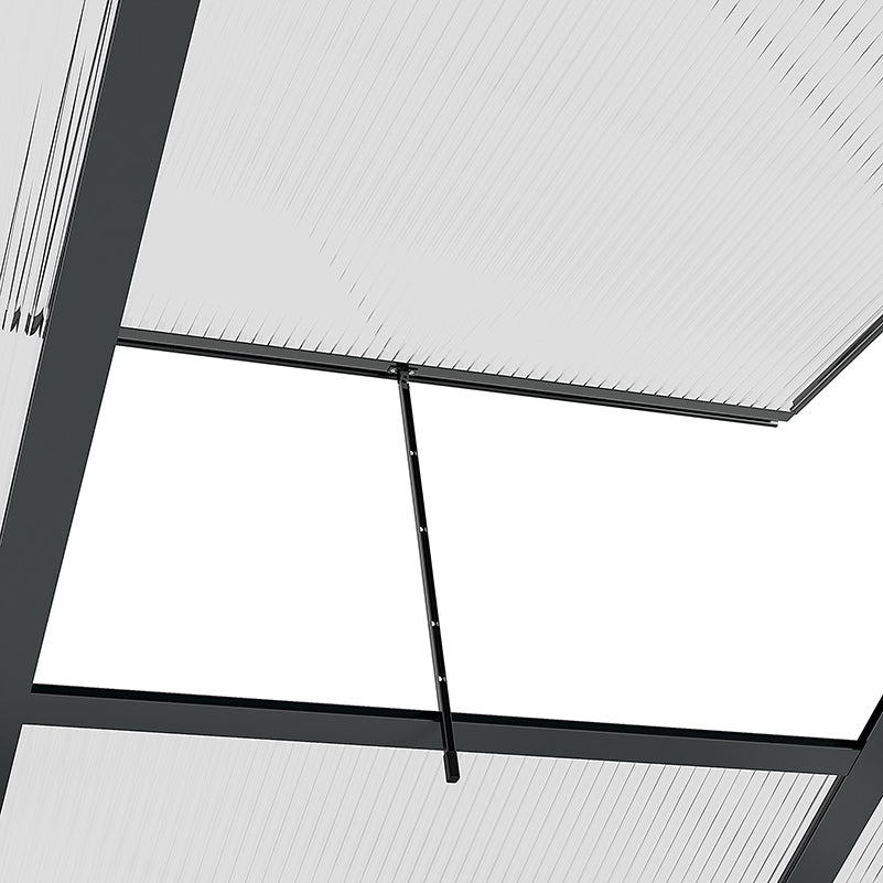 Kozy 6 x 6ft Polycarbonate Greenhouse, Large Walk-In Green House with Slide Door and Window, Garden Plants Grow House with Aluminium Frame and Foundation, Grey