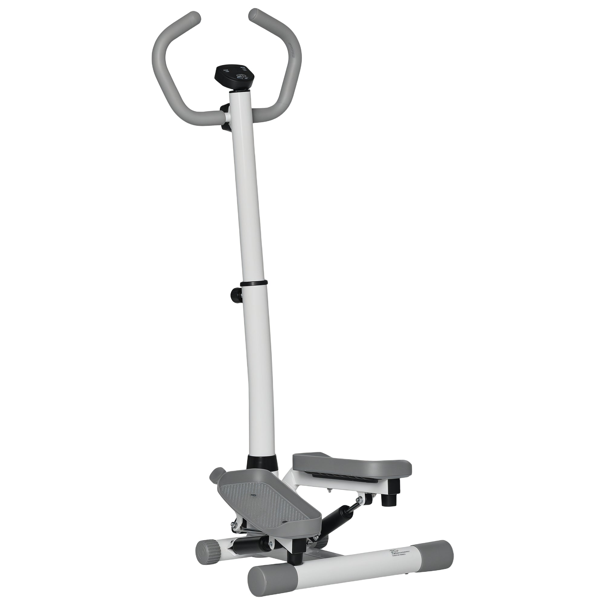 Kozy Adjustable Twist Stepper Aerobic Ab Exercise Fitness Workout Machine w/ LCD Screen, Height Adjust Handlebars for Home Gym, White and Grey
