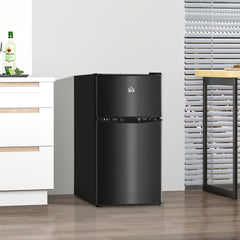 Kozy - 88L Under Counter Fridge Freezer, Small Refrigerator with 5-Setting, 3 Star Freezer Rating, Black