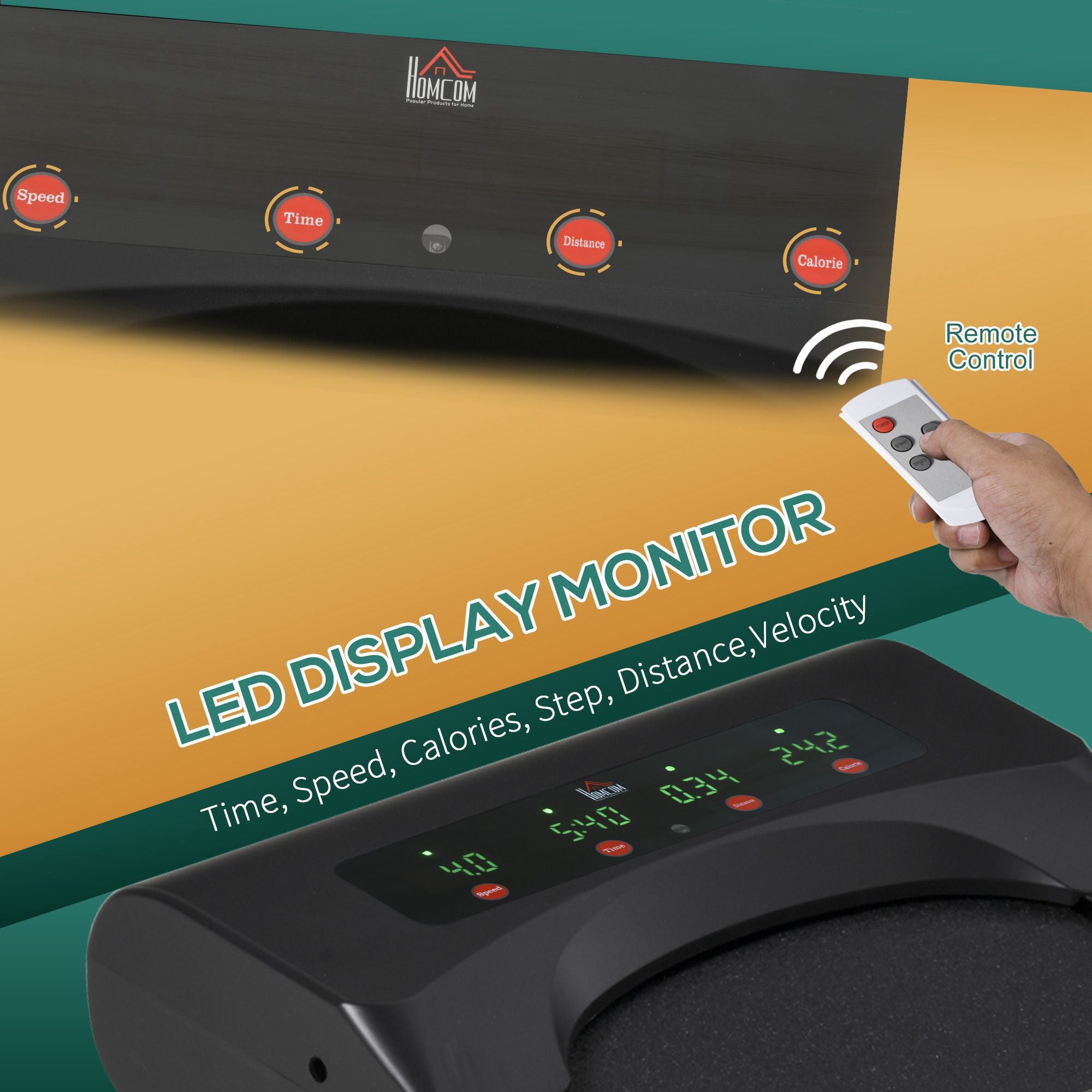 Kozy Foldable Walking Machine Treadmill 1-6km/h with LED Display & Remote Control Exercise Fitness for Home Office