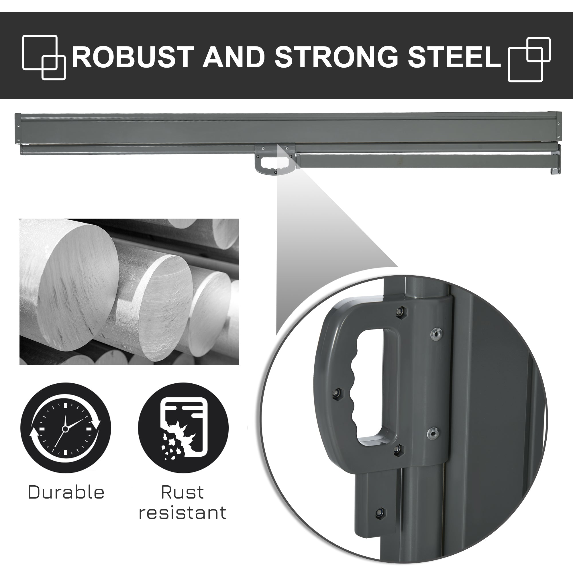 Outsunny 3x1.6m Retractable Polyester Patio Side Awning Cream White