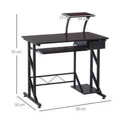 HOMCOM Wooden Computer Desk with Display Shelf, Executive PC Workstation for Home Office, Brown | Aosom UK