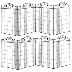 Kozy - Set of 2 Decorative Garden Fence, 8 Panels Metal Picket Fence, Versatile Shapes for Patio Lawn, 365cm x 112cm, Black