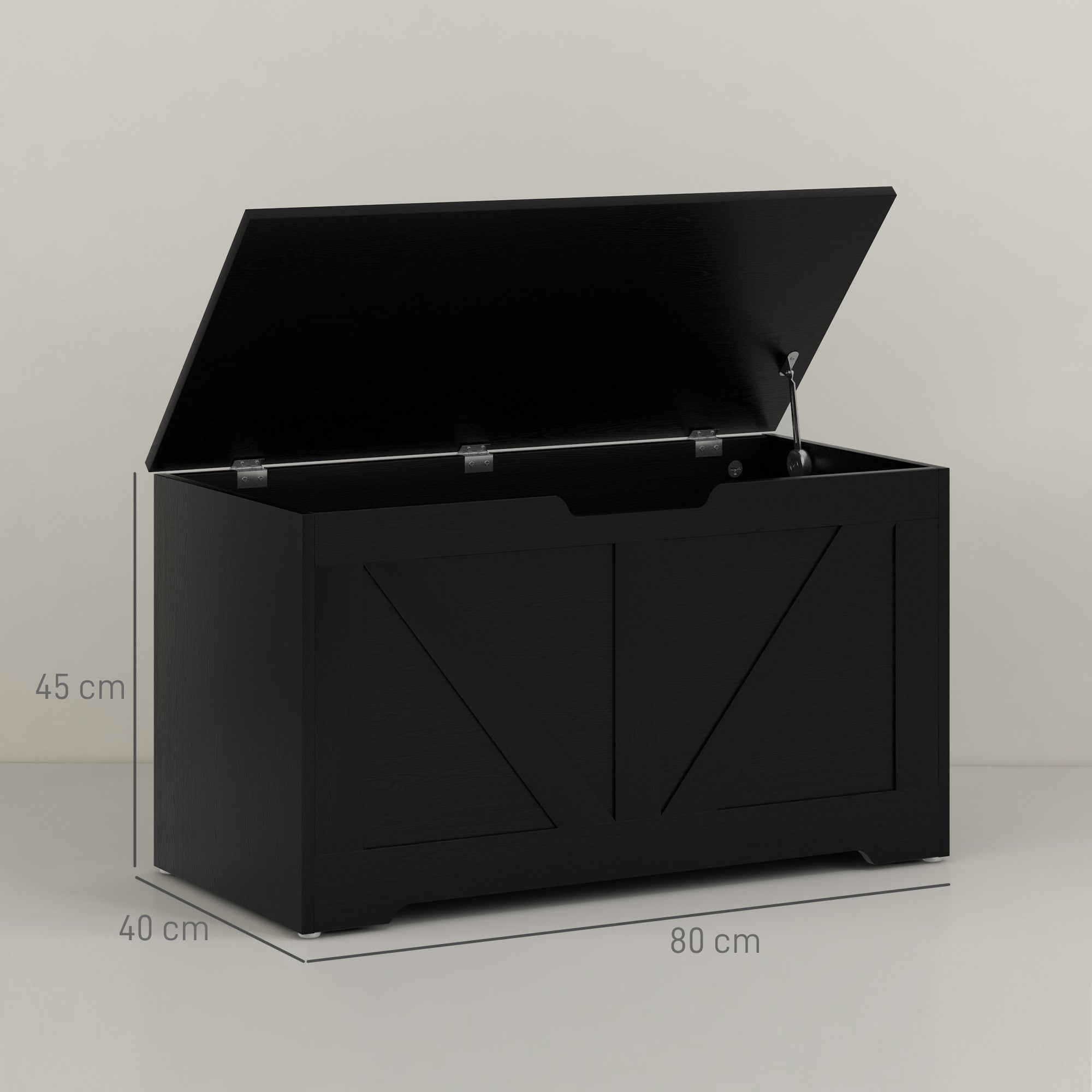 Kozy - 100L Home Storage Box, with Safety Hinges - Black Wood-Effect
