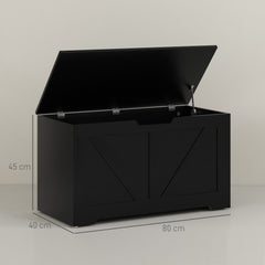 Kozy - 100L Home Storage Box, with Safety Hinges - Black Wood-Effect