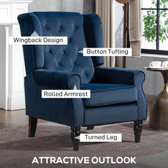Kozy - Wingback Accent Chair, Retro Upholstered Button Tufted Occasional Chair for Living Room and Bedroom, Dark Blue