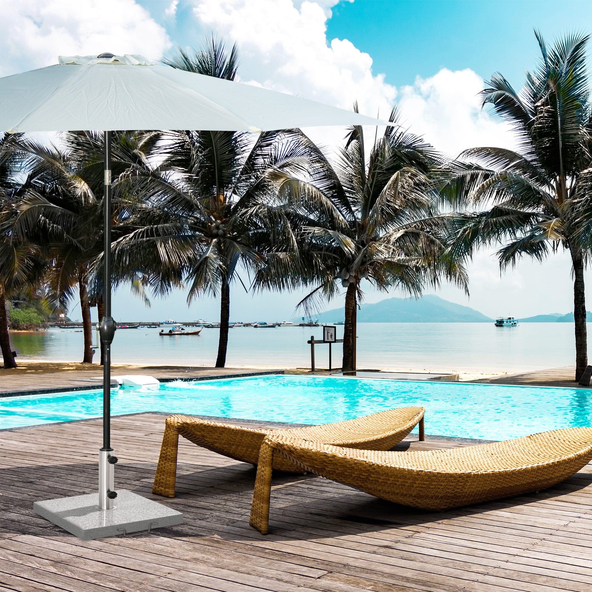 Outsunny Marble Umbrella Base: 28kg Durable Parasol Holder for Patio Furniture, Outdoor Sunshade Support | Aosom UK