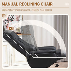 Kozy - Rocking Recliner Chair with Footstool, PU Leather Recliner Armchair with Wood Base, Upholstered Reclining Chair for Living Room Bedroom, Black