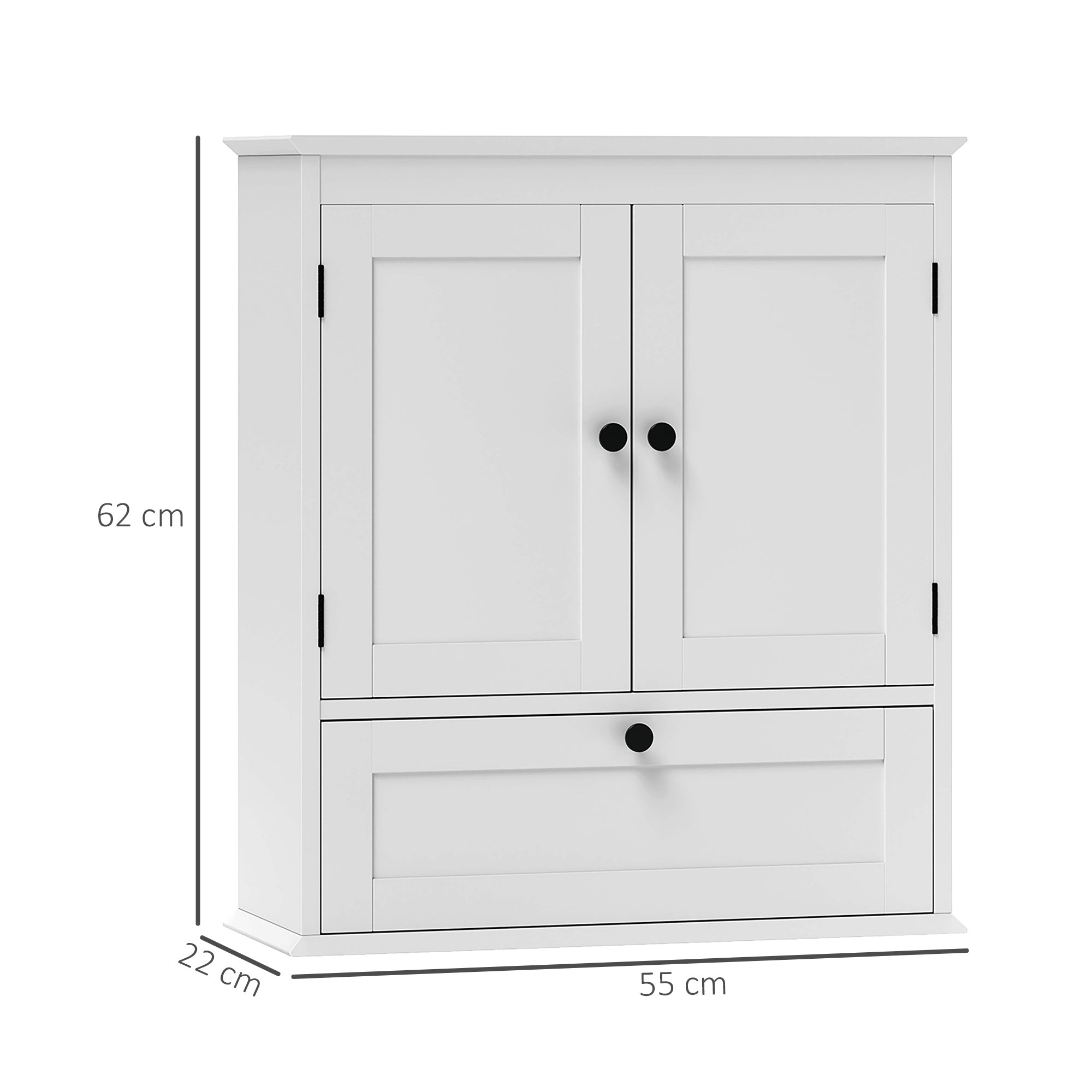 Kozy - Bathroom Wall Cabinet with Adjustable Shelf and Recessed Doors, White
