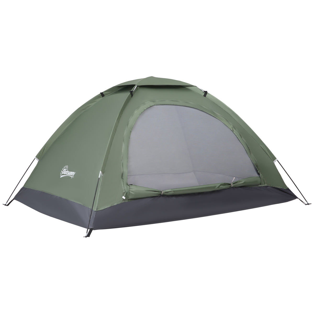 Kozy 2 Person Camping Tent, Camouflage Tent with Zipped Doors, Storage Pocket, Portable Handy Bag, Dark Green