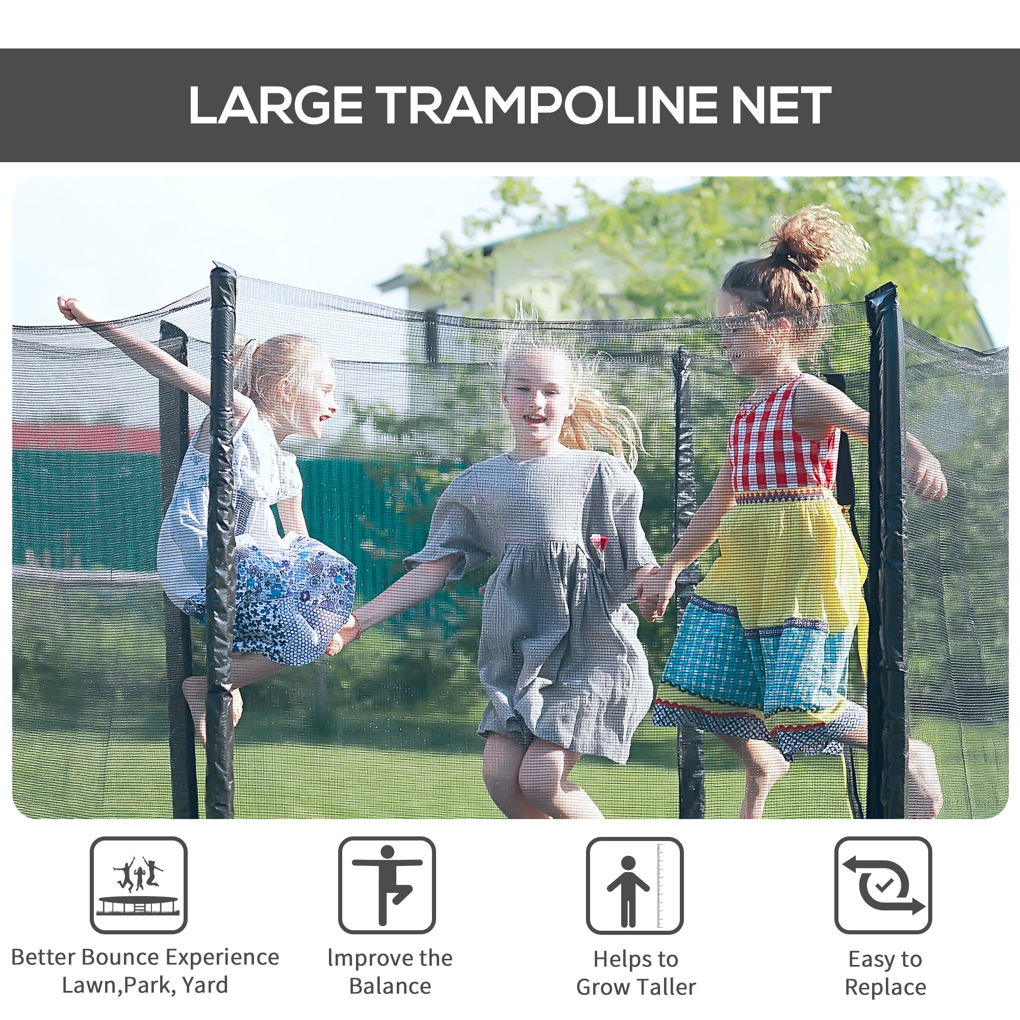 Kozy  8ft Trampoline Replacement Net, Black