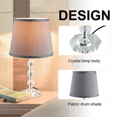 HOMCOM Crystallite Table Lamp w/ Fabric Lampshade Switch Beautiful Glass Elegant Reflective Home Bedroom Furnishing Freestanding