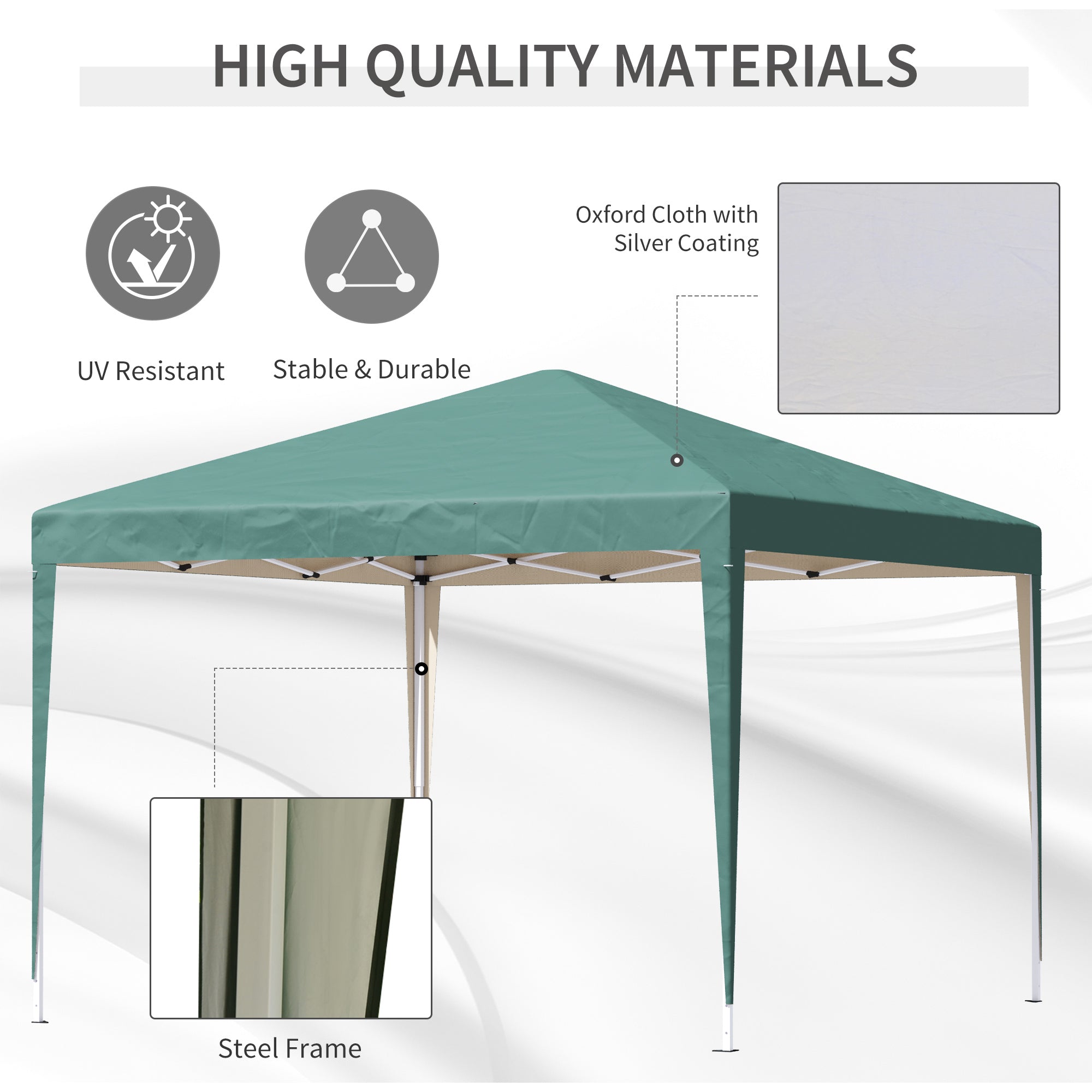 Outsunny Heavy Duty Garden Marquee, 3 x 3 Meter Party Tent with Folding Design, Wedding Canopy Rentals, Green