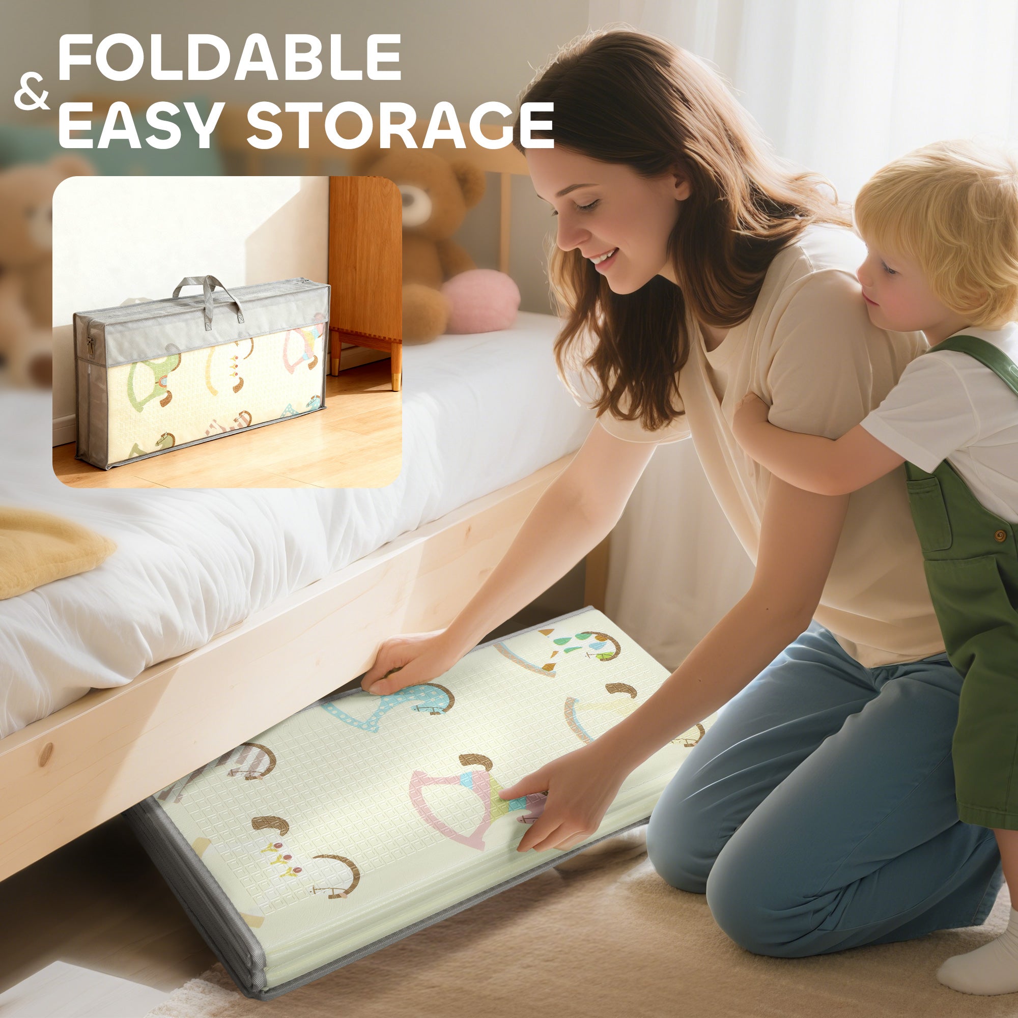 Kozy Foldable Double-Sided Baby Play Mat, for Toddlers, Bedrooms, Nurseries, Playrooms