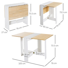 HOMCOM Particle Board Wooden Foldable Dining Table Writing Computer Desk PC Workstation Space Saving Home Office Oak & White