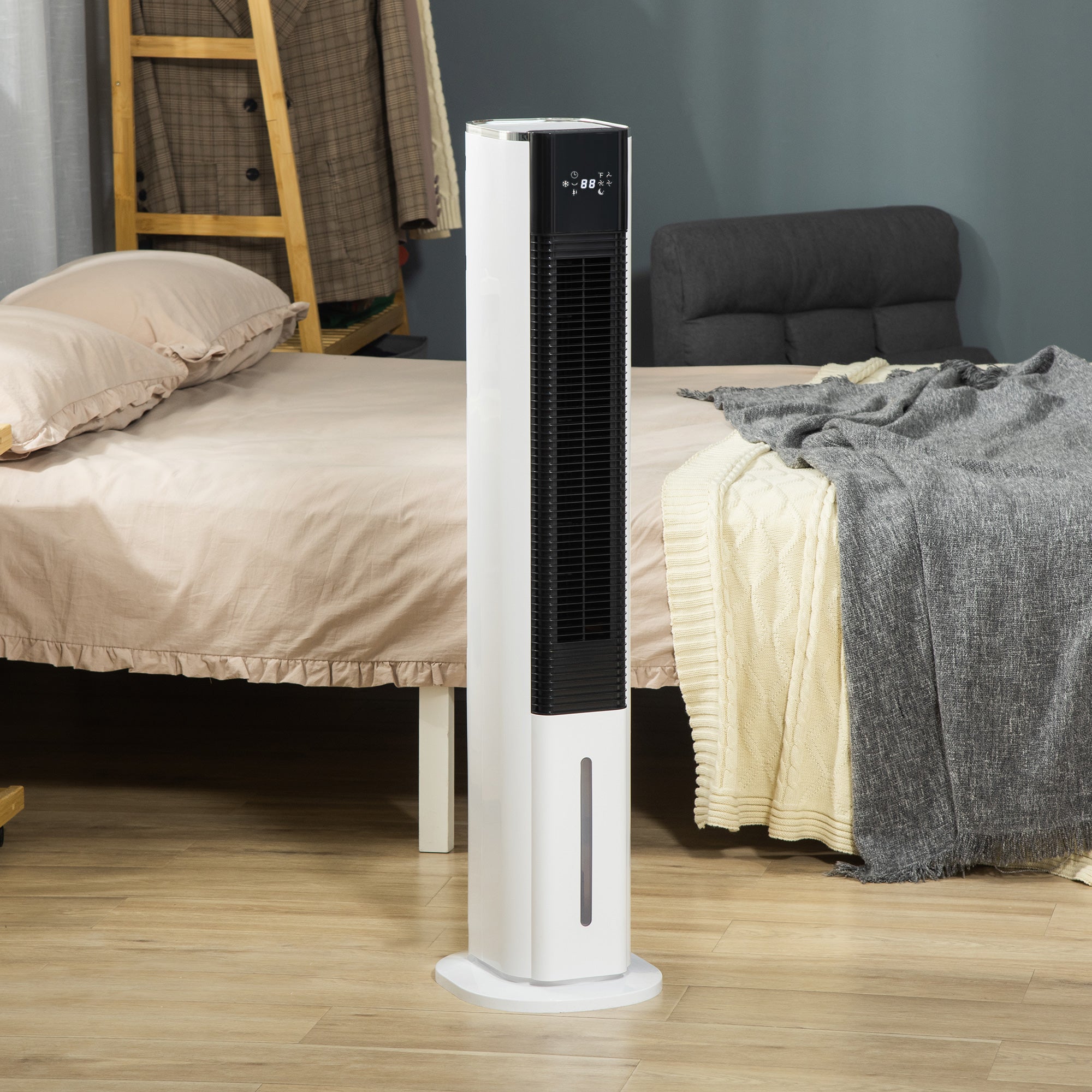 Kozy Portable Air Cooler, 6L Tank Humidifier Evaporative Ice Cooling Fan Water Conditioner Unit with 3 Modes, 3 Speed, Remote, Timer, Oscillating for Home Bedroom, White