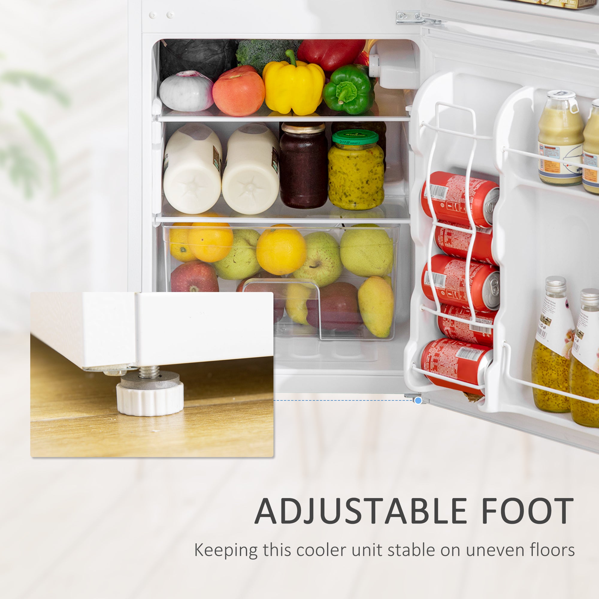 Kozy - 88L Under Counter Fridge Freezer, Small Refrigerator with 5-Setting, 3 Star Freezer Rating, White