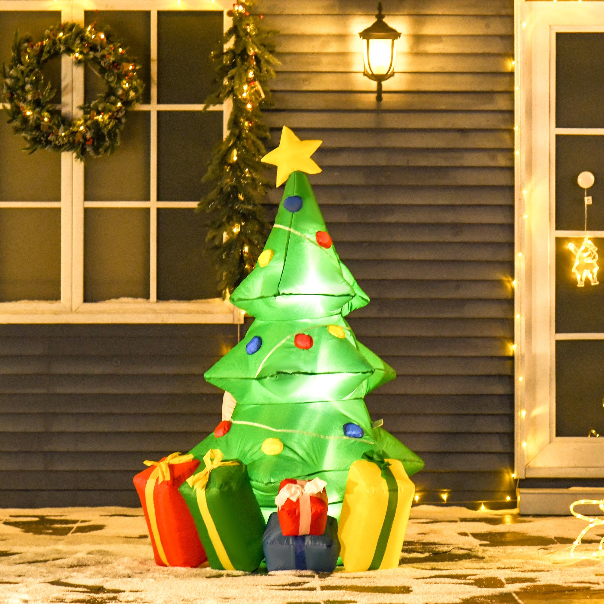 Kozy 5ft Inflatable Christmas Tree Xmas Air Blown Holiday Decoration LED Lawn Yard Outdoor Ornaments