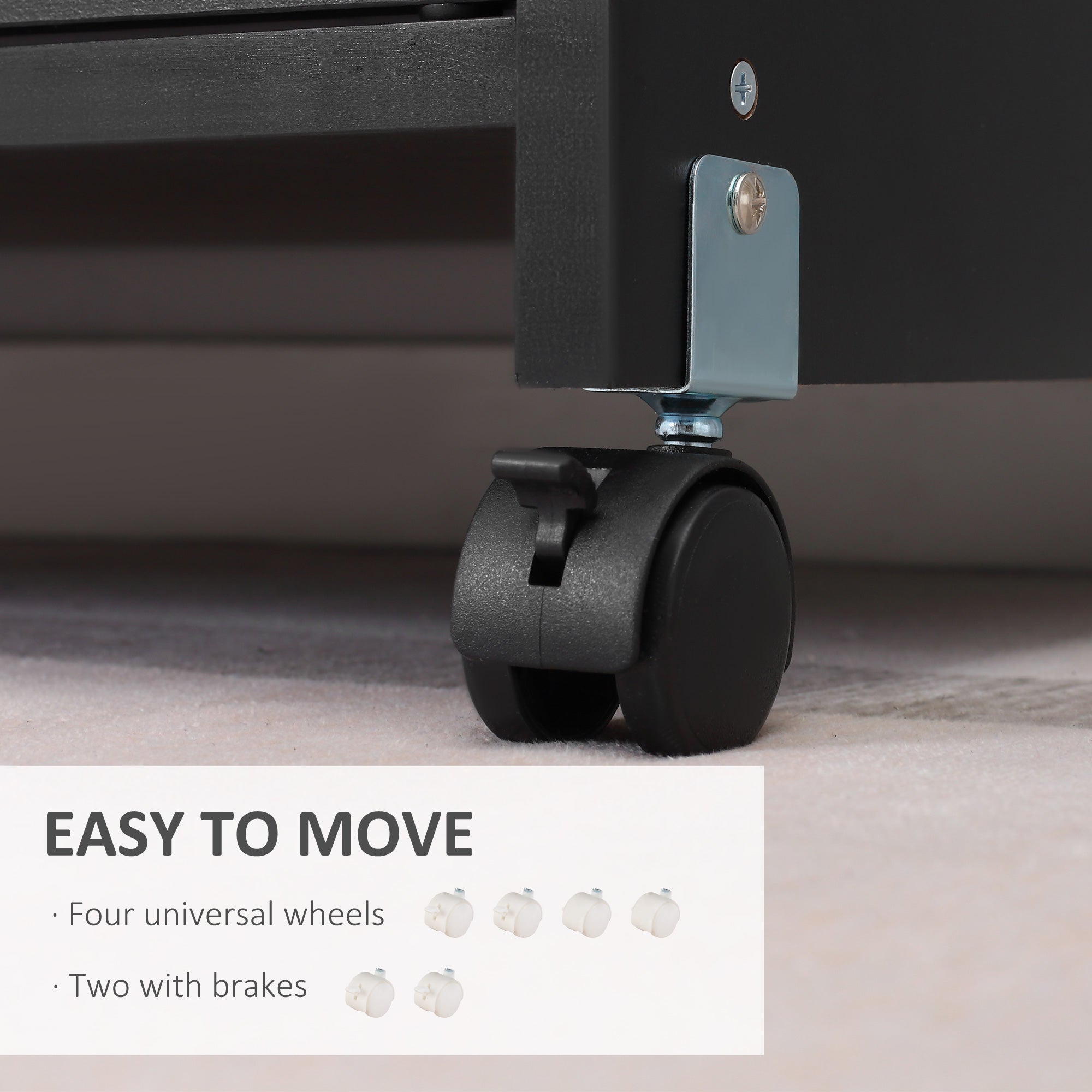 Kozy Printer Stand Mobile Printer Cabinet with Storage, Open Shelf, Drawer for Home Office, 60cm x 39cm x 80cm, Black