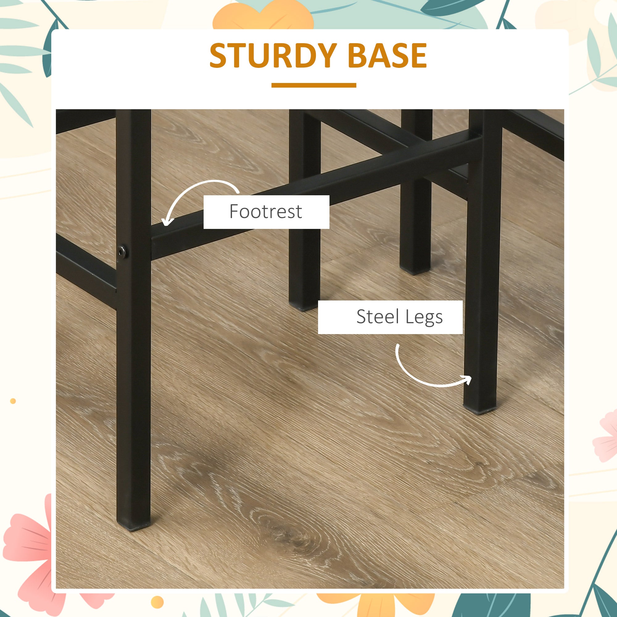 Kozy Industrial Bar Stools, Set of 2 Kitchen Breakfast Bar Chairs with Footrest, Counter Height Island Stools for Dining Area, Home Pub, Rustic Brown