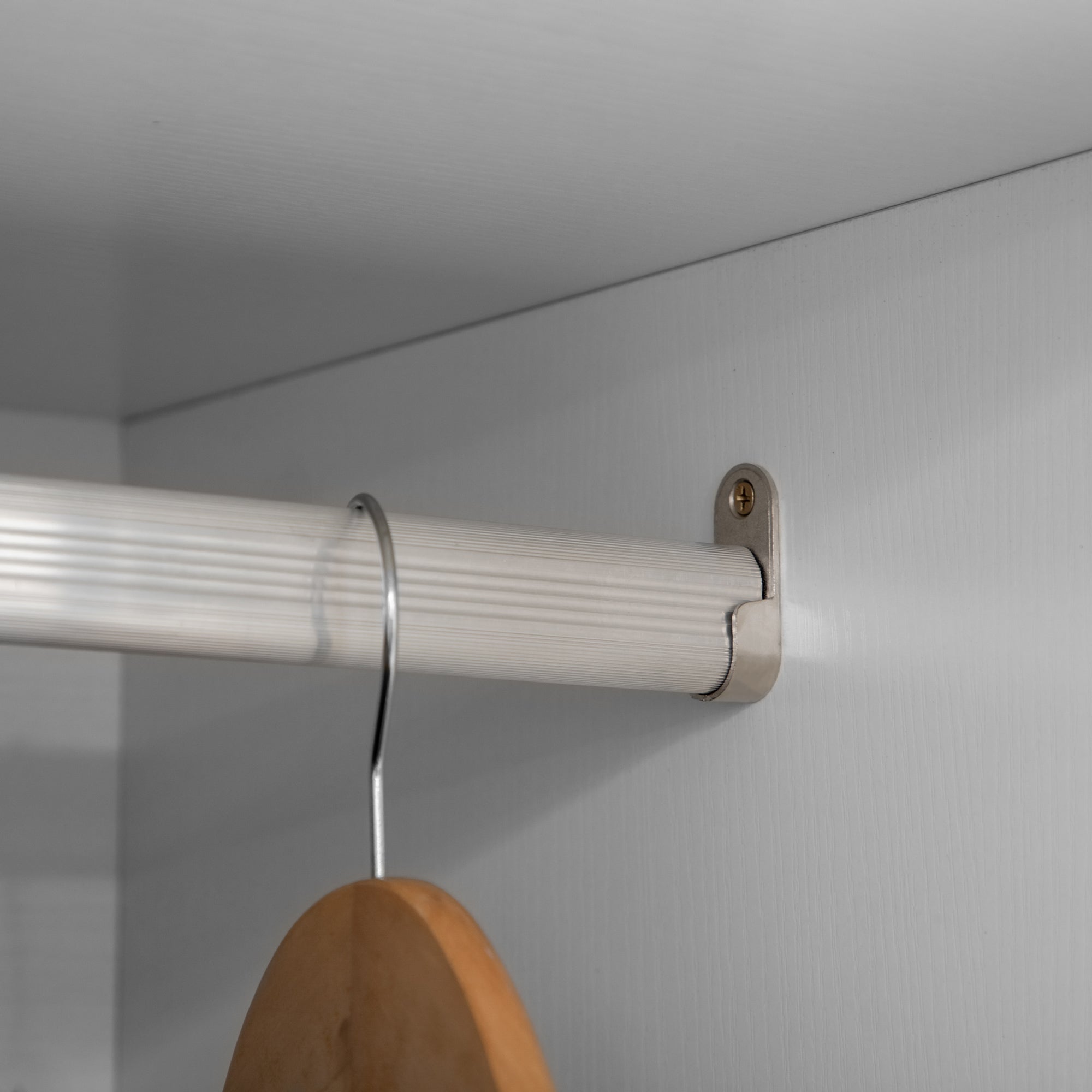 Kozy 2-Door Wardrobe with 2 Drawers, Hanging Rod and Anti-tipping Straps for Bedroom Clothes Storage Organisation, White