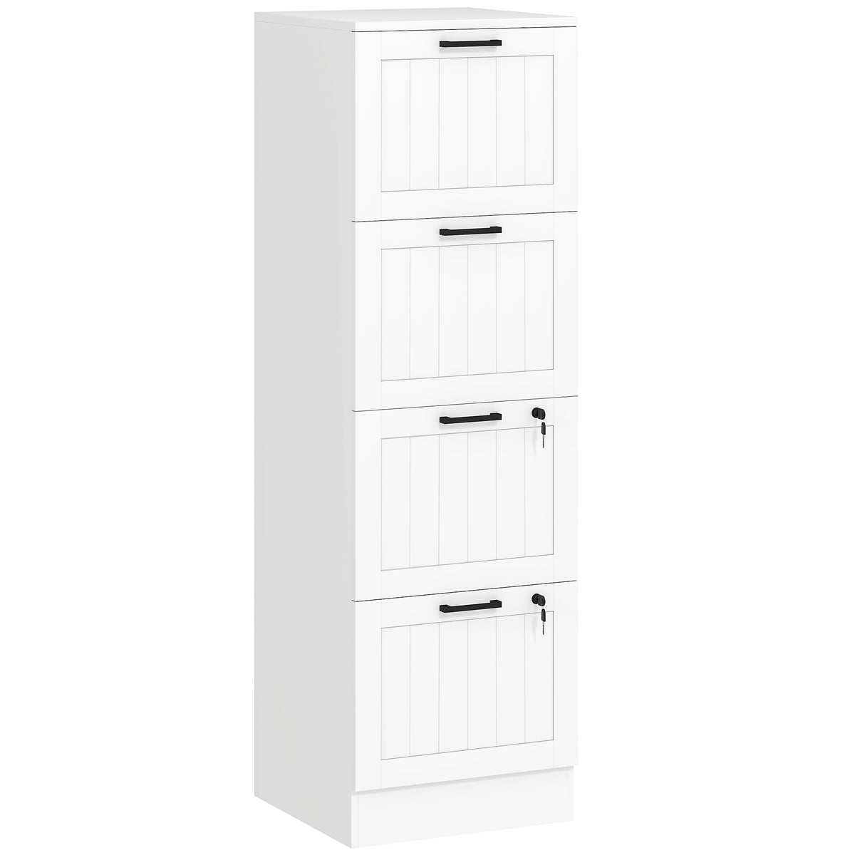 Kozy 4 Drawer Filing Cabinet with Lock, Office Storage Cabinet with Adjustable Hanging Bars for A4 Letter Size Files, White