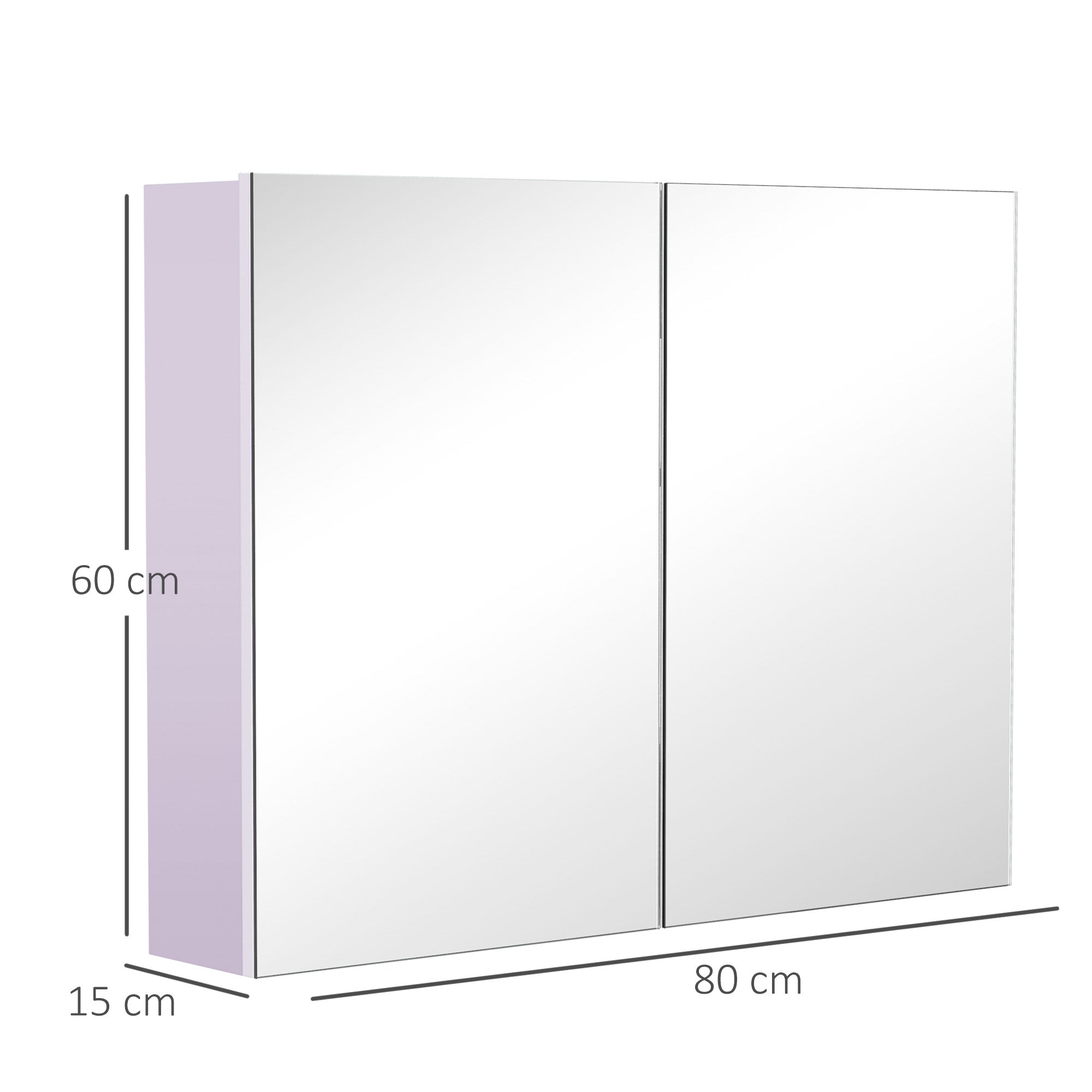Kozy 80 x 15 cm Double Door Bathroom Mirror Cabinet - White