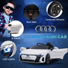 Kozy Audi Licensed 12V Kids Electric Ride-On, with Remote Control, Suspension System, Lights, Music, Motor - White