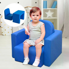 HOMCOM Kids Mini Sofa 3 in 1 Table Chair Set Children Armchair Seat Relax Game Playroom Seater Girl Boys Blue