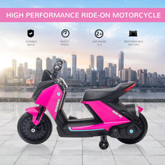 HOMCOM 6V Kids Electric Motorbike Ride On Toy w/ Music Headlights Safety Training Wheels for Girls Boy 2-4 Years Pink | Aosom UK