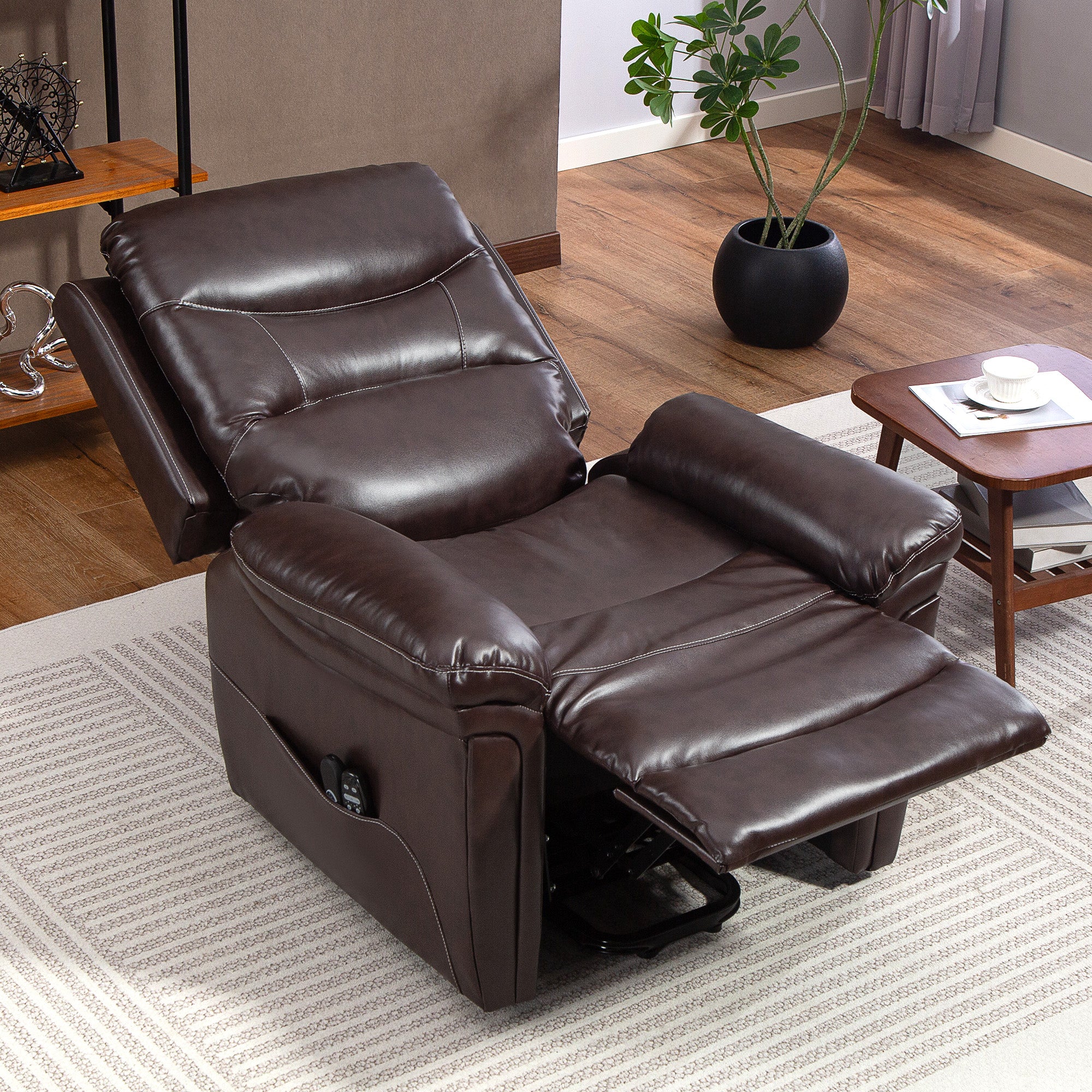 Kozy - Power Lift Recliner Chair with Vibration Massage, Heat, USB - Brown