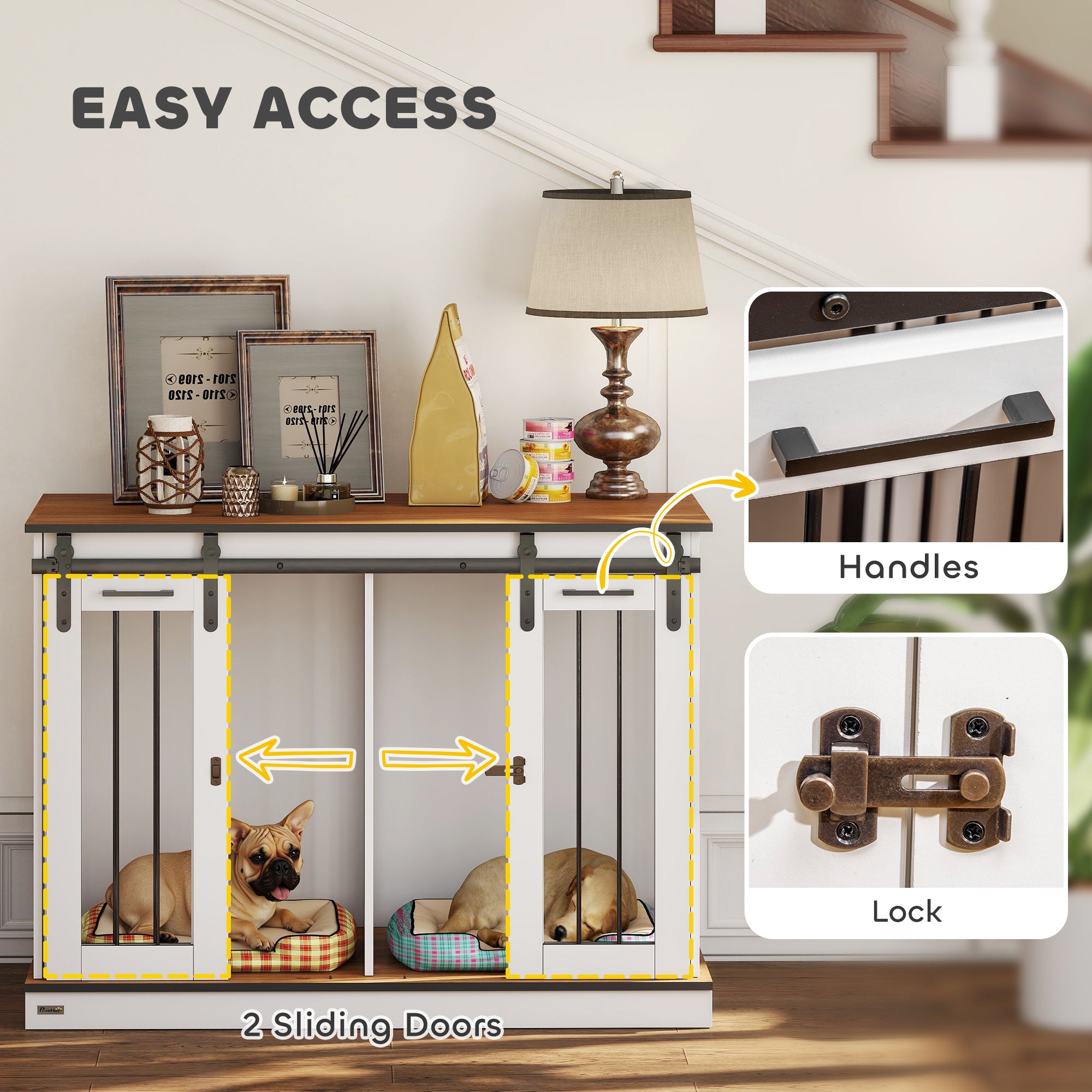 Kozy Dog Crate Furniture for Large Dogs, Double Dog Cage for Small Dogs