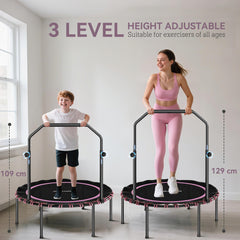 SPORTNOW 40" Foldable Fitness Trampoline Rebounder with Handle, Pink