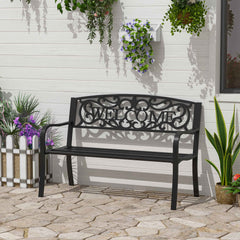 Outsunny 2 Seater Metal Garden Bench Patio Outdoor Park Porch Chair