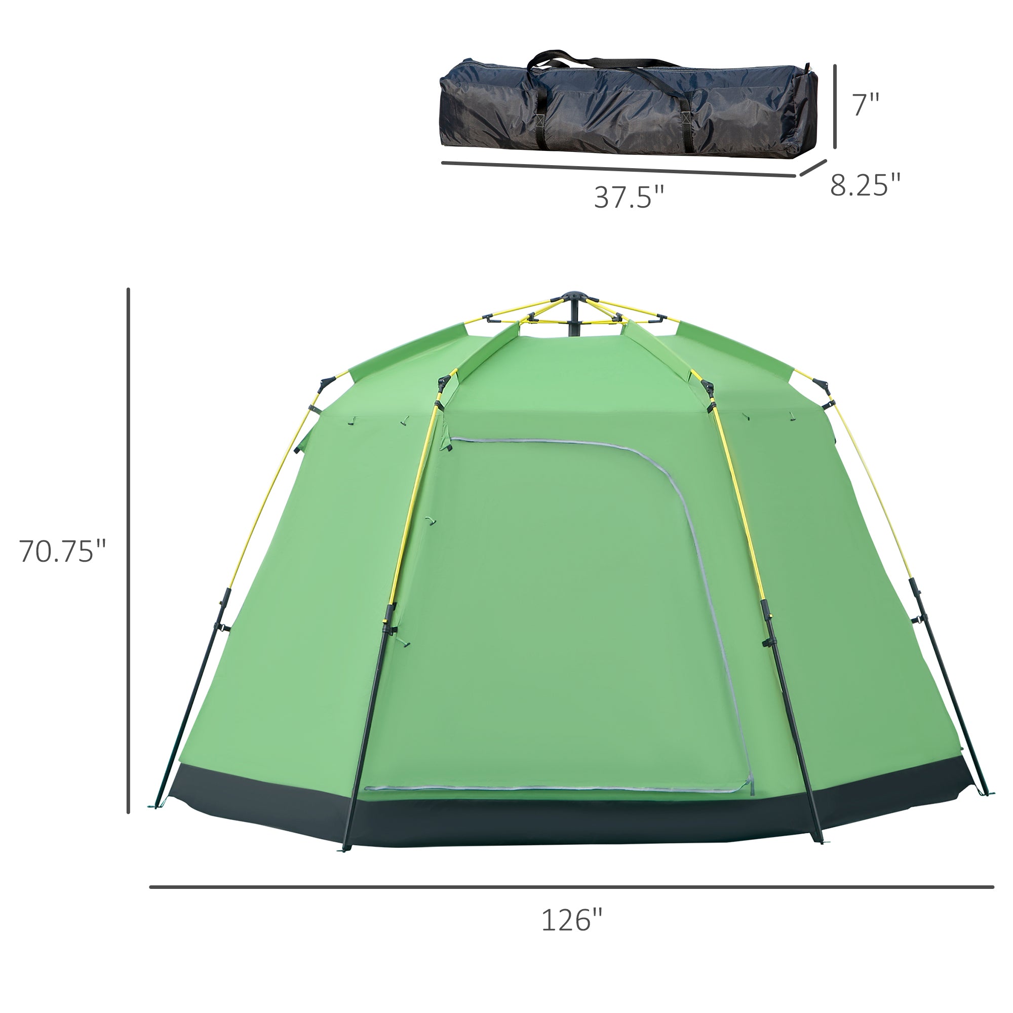 Kozy 6 Person Pop Up Camping Tent, 2-Tier Design Backpacking Tent with 4 Windows 2 Doors Portable Carry Bag for Fishing Hiking, Green