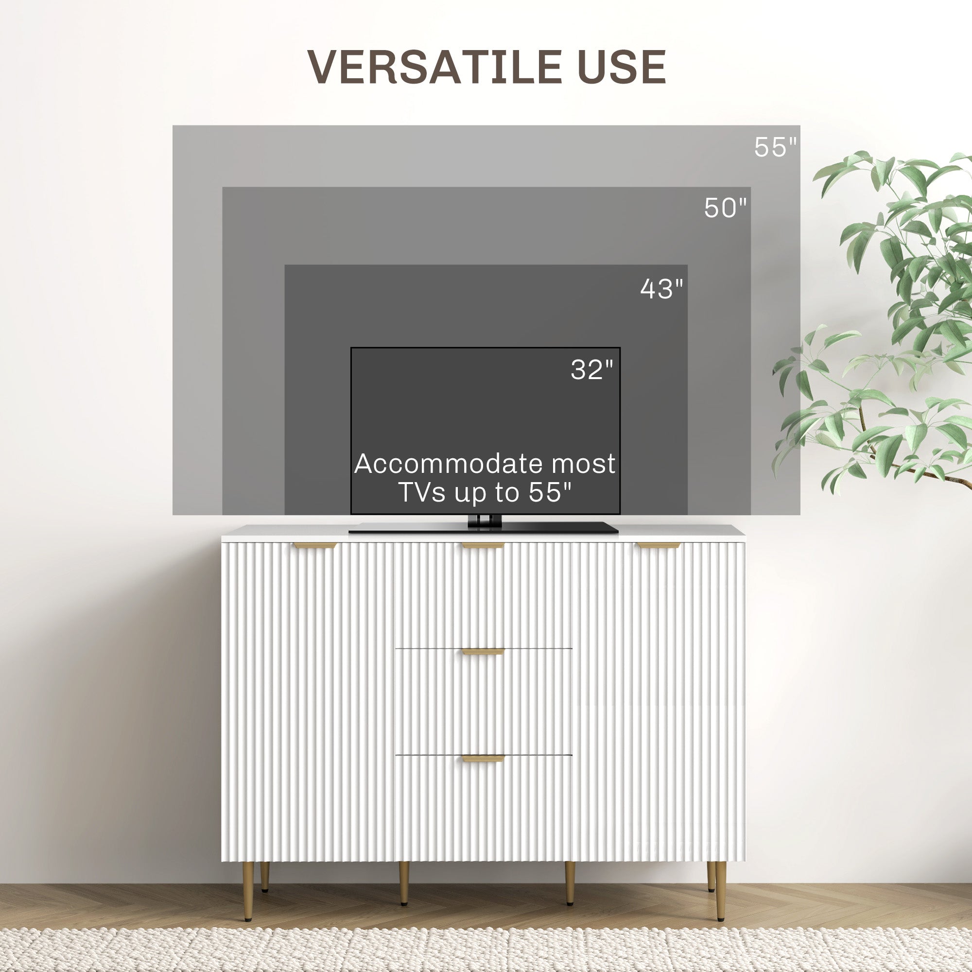 Kozy - 2-Door Sideboard with 3 Drawers and Adjustable Shelves - White