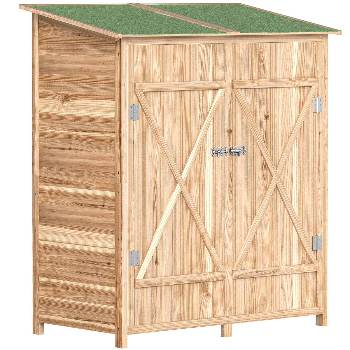Kozy 140 x 75 Fir Wood Garden Shed, with Asphalt Roof - Natural