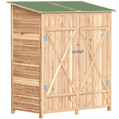 Kozy 140 x 75 Fir Wood Garden Shed, with Asphalt Roof - Natural