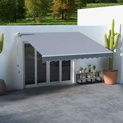 Kozy 3 x 2.5m Manual Awning Canopy Sun Shade Shelter Retractable for Garden Grey