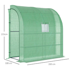 Kozy Small Lean to Greenhouse 3-Tier with Shelves Outdoor, Green