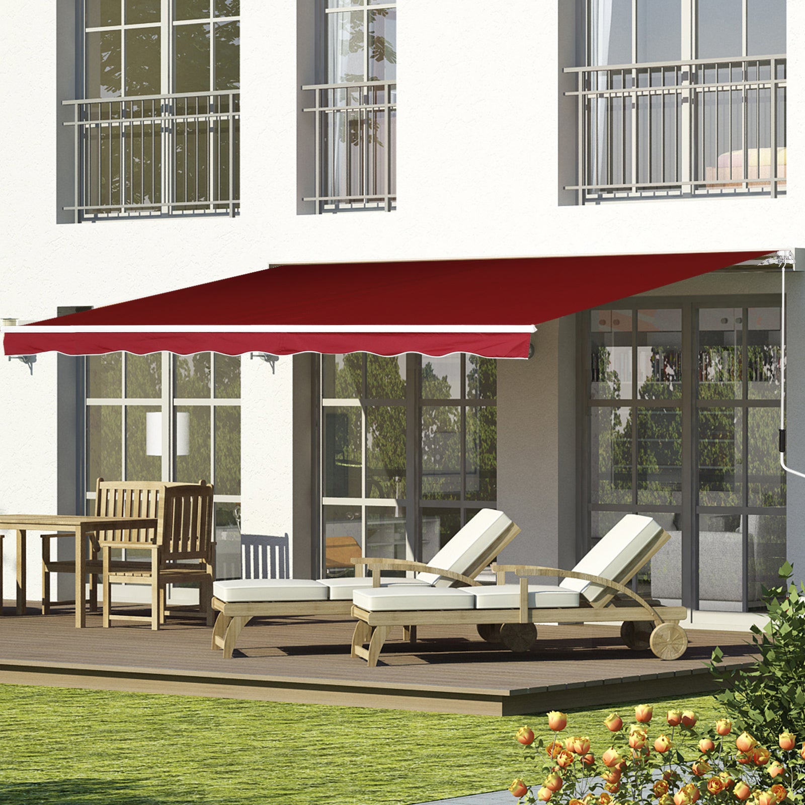 Kozy Manual Retractable Patio Awning Shelter UV Protection, 2.5mx2m