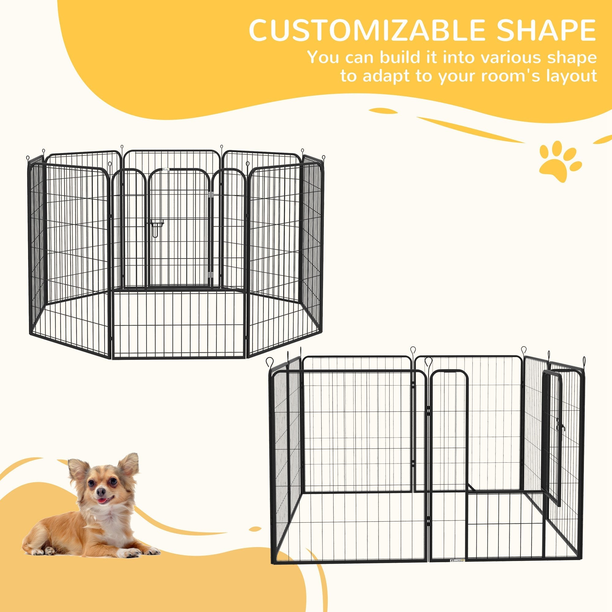 PawHut Heavy Duty 8 Panel Dog Play Pen Pet Playpen for Puppy Rabbit Enclosure Foldable Indoor Outdoor 80 x 100 cm | Aosom UK