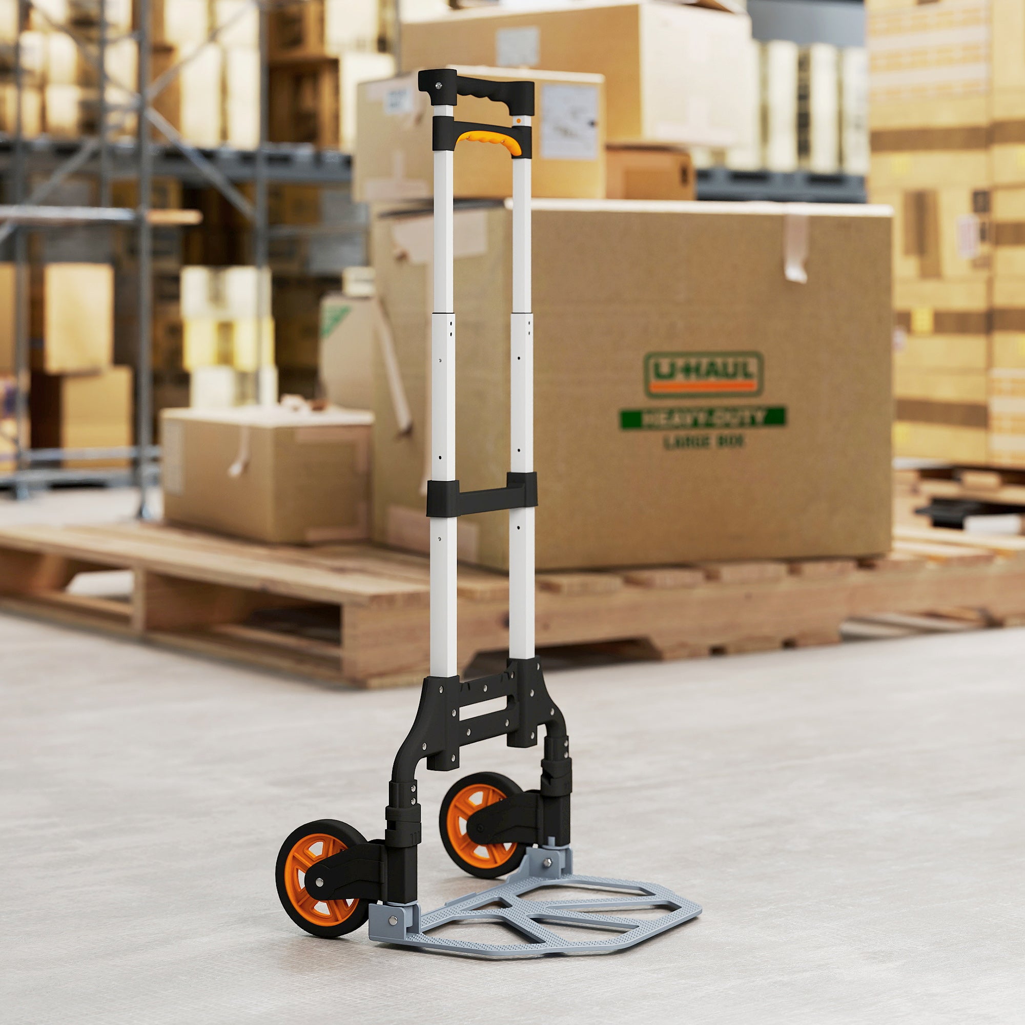 Kozy Folding Sack Truck, 70kg Lightweight Hand Truck with Wheels, Foldable Trolley Cart with Telescoping Handle for Warehouse, Office, Luggage, Silver Tone