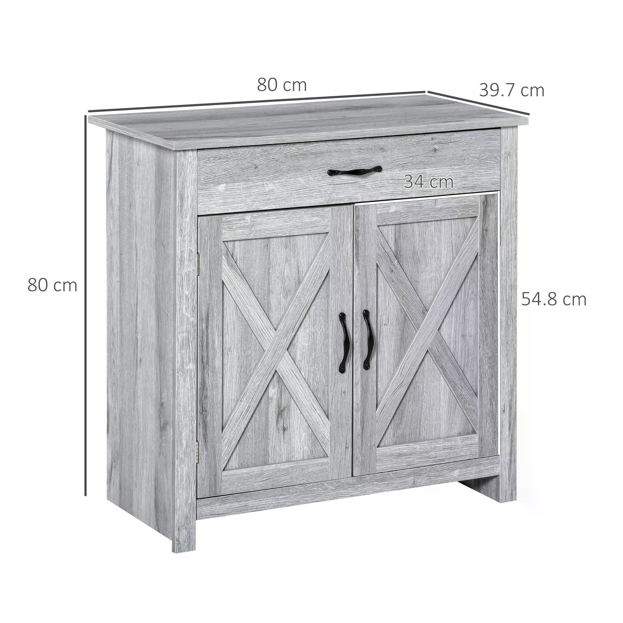 Kozy Farmhouse Barn Door Sideboard Storage Cabinet Coffee Bar for LIVING Room – Grey Grain