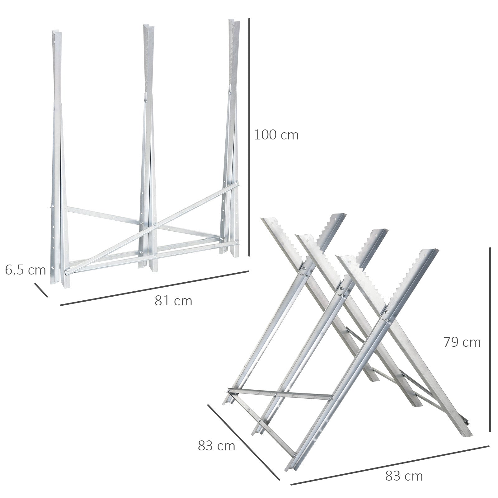 Kozy Portable Sawhorse Heavy Duty Steel Adjustable Work Support, Foldable Sawhorse Stand 100 kg Weight Capacity, Silver Tone
