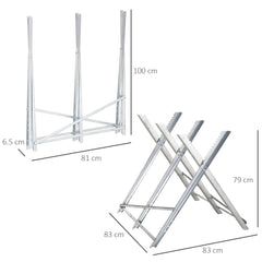 Kozy Portable Sawhorse Heavy Duty Steel Adjustable Work Support, Foldable Sawhorse Stand 100 kg Weight Capacity, Silver Tone