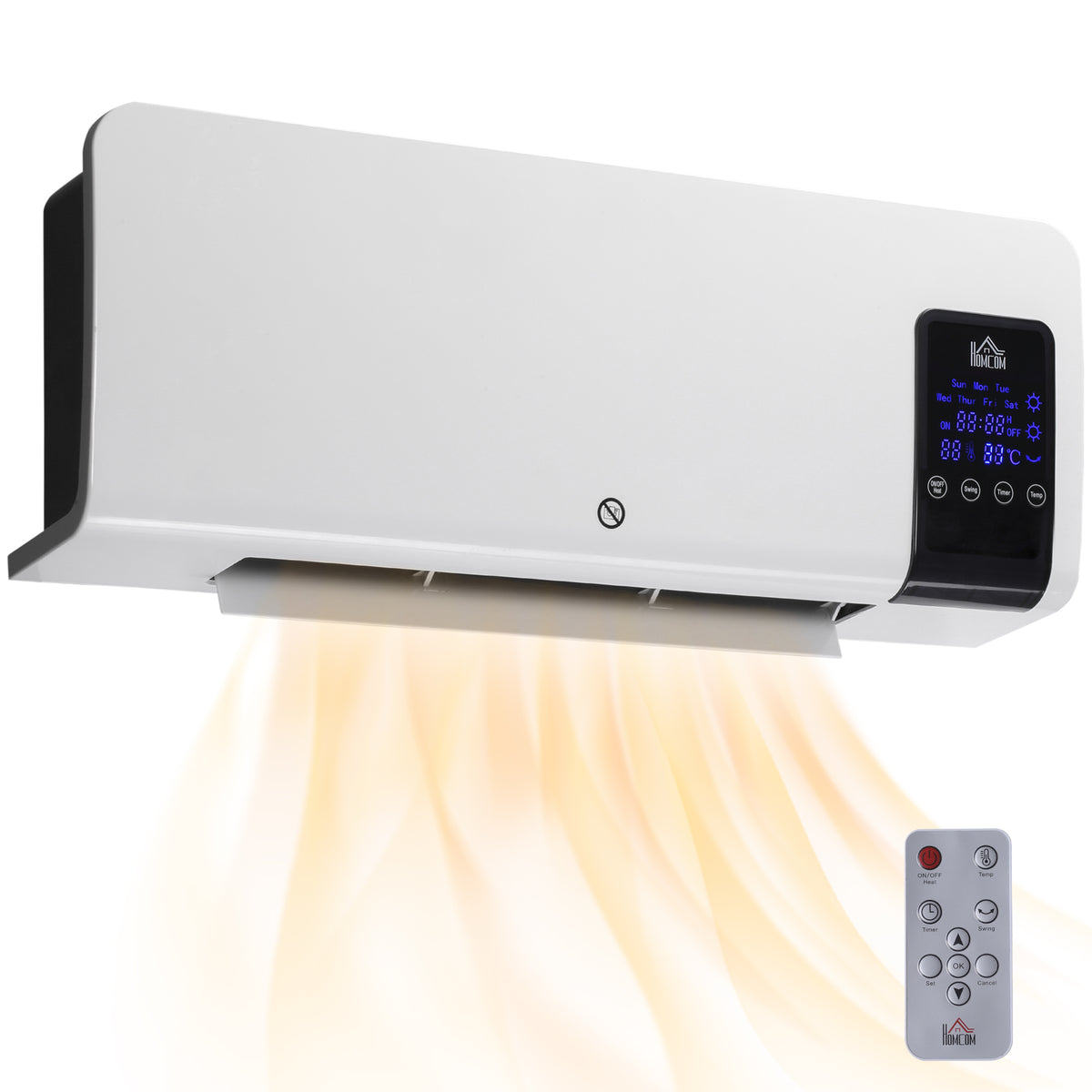 Kozy - 2000W Wall-Mounted Heater, 18-45°C Temperature, White